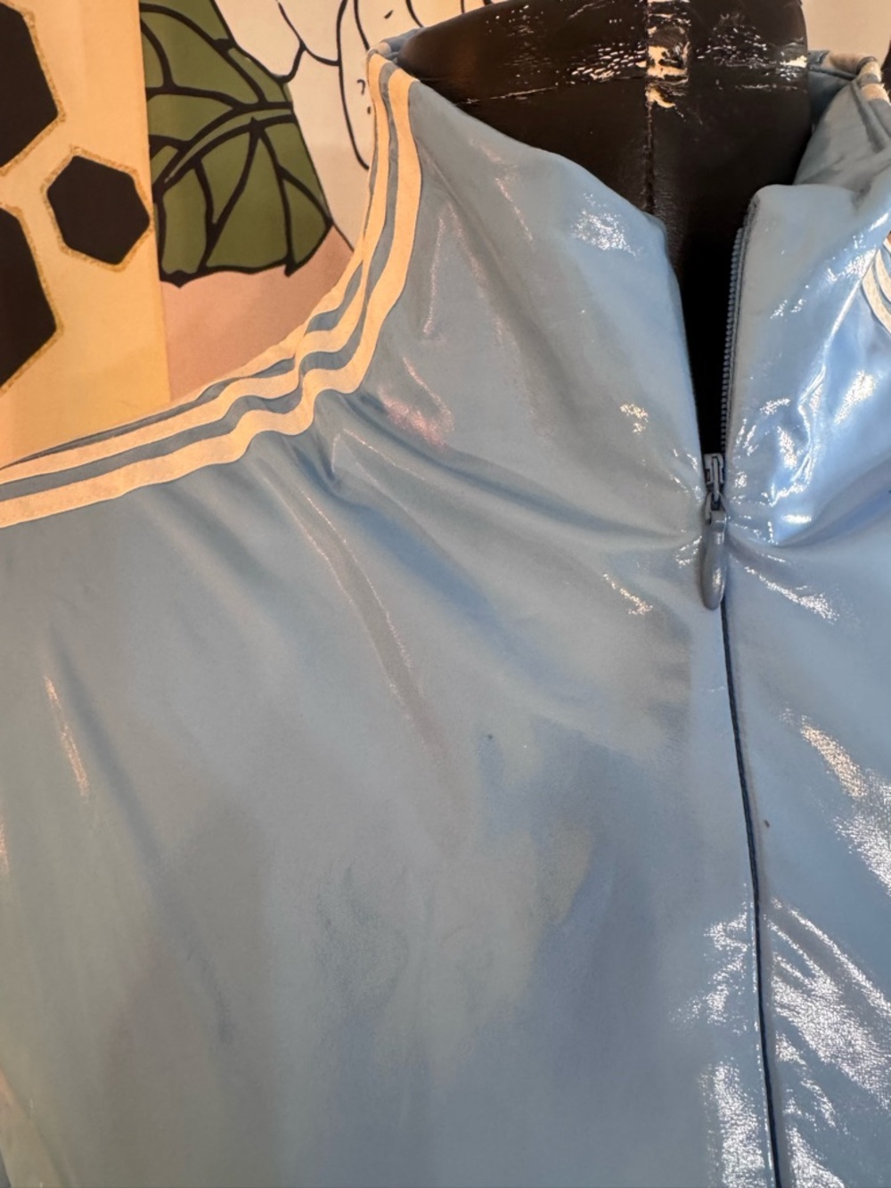 adidas x IVY PARK Light Blue 1/2 Zip Latex Mini Dress - Size Medium - Picture 11 of 16